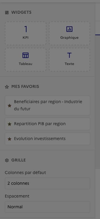 Dashboard — barre laterale